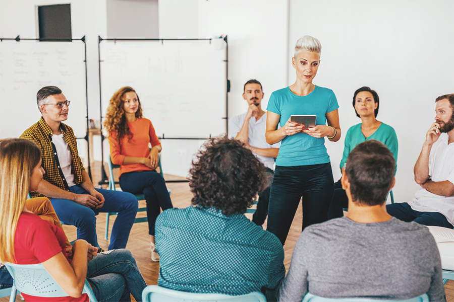 Woman speaking to group