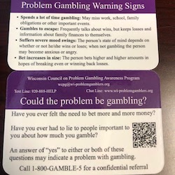 Problem Gambling Warning Signs (Front & Back)